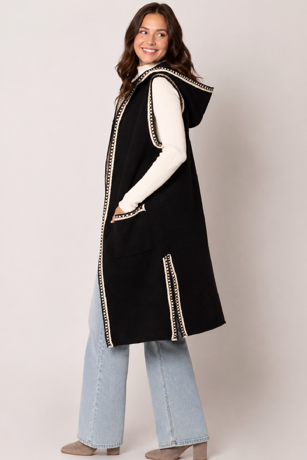 One-Size Hooded Long Vest