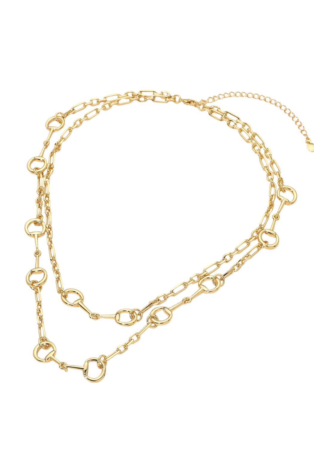 Gold Plated Double Strand Horsebit Necklace