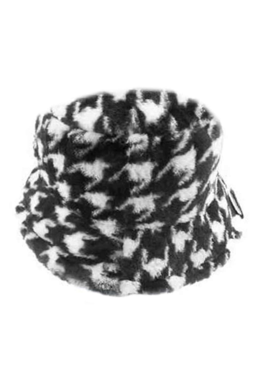 Houndstooth Faux Fur Bucket Hat