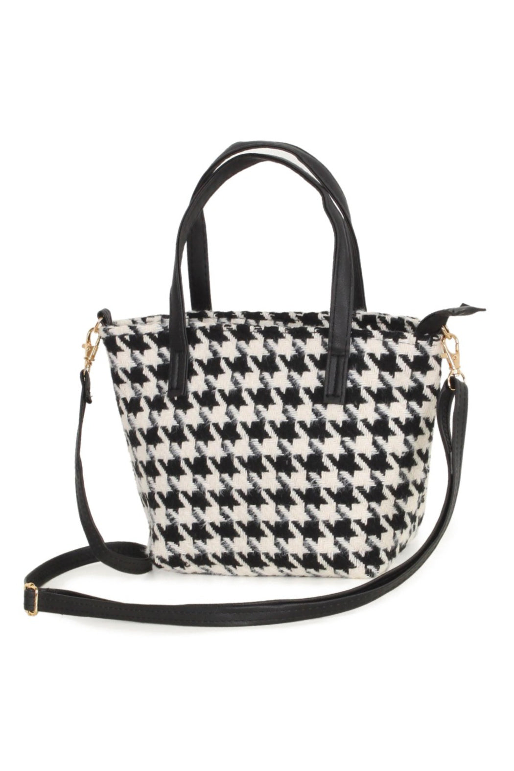 Houndstooth Satchel with Shoulder Strap Bag