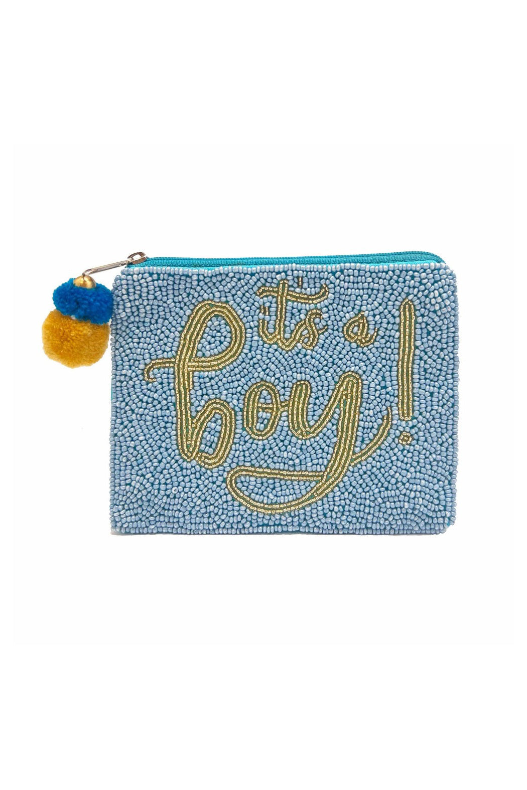 It's A Boy Beaded Pouch Bag