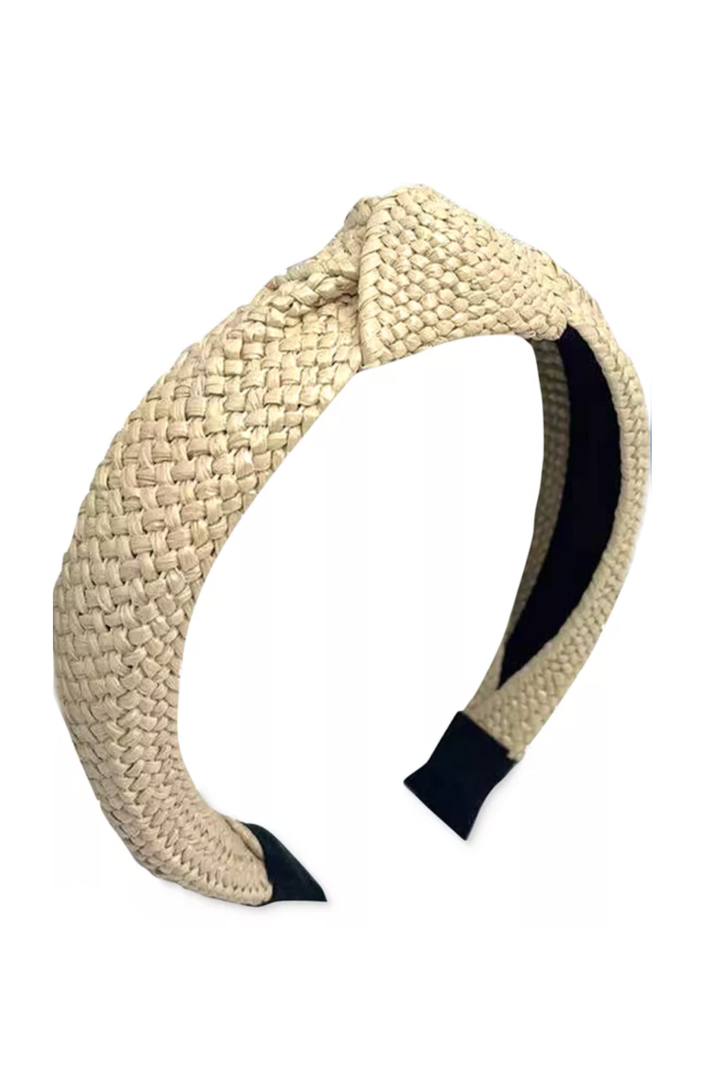 Glossy Woven Straw Top Knot Headband