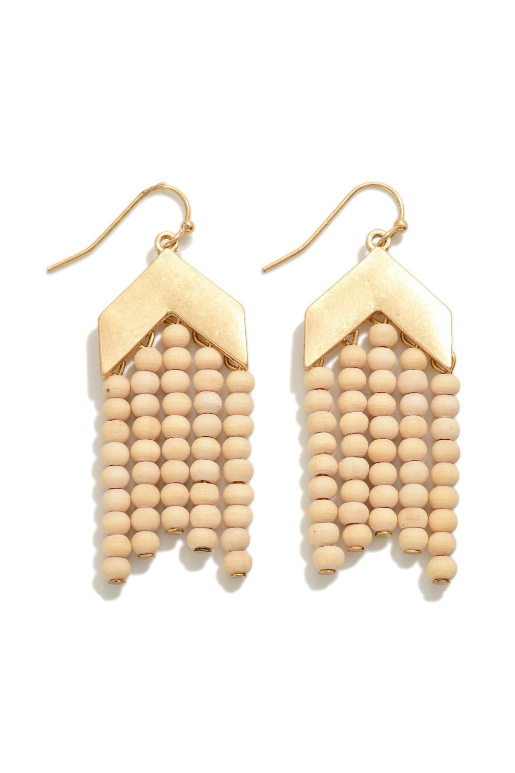 Wooden Bead Chevron Earrings