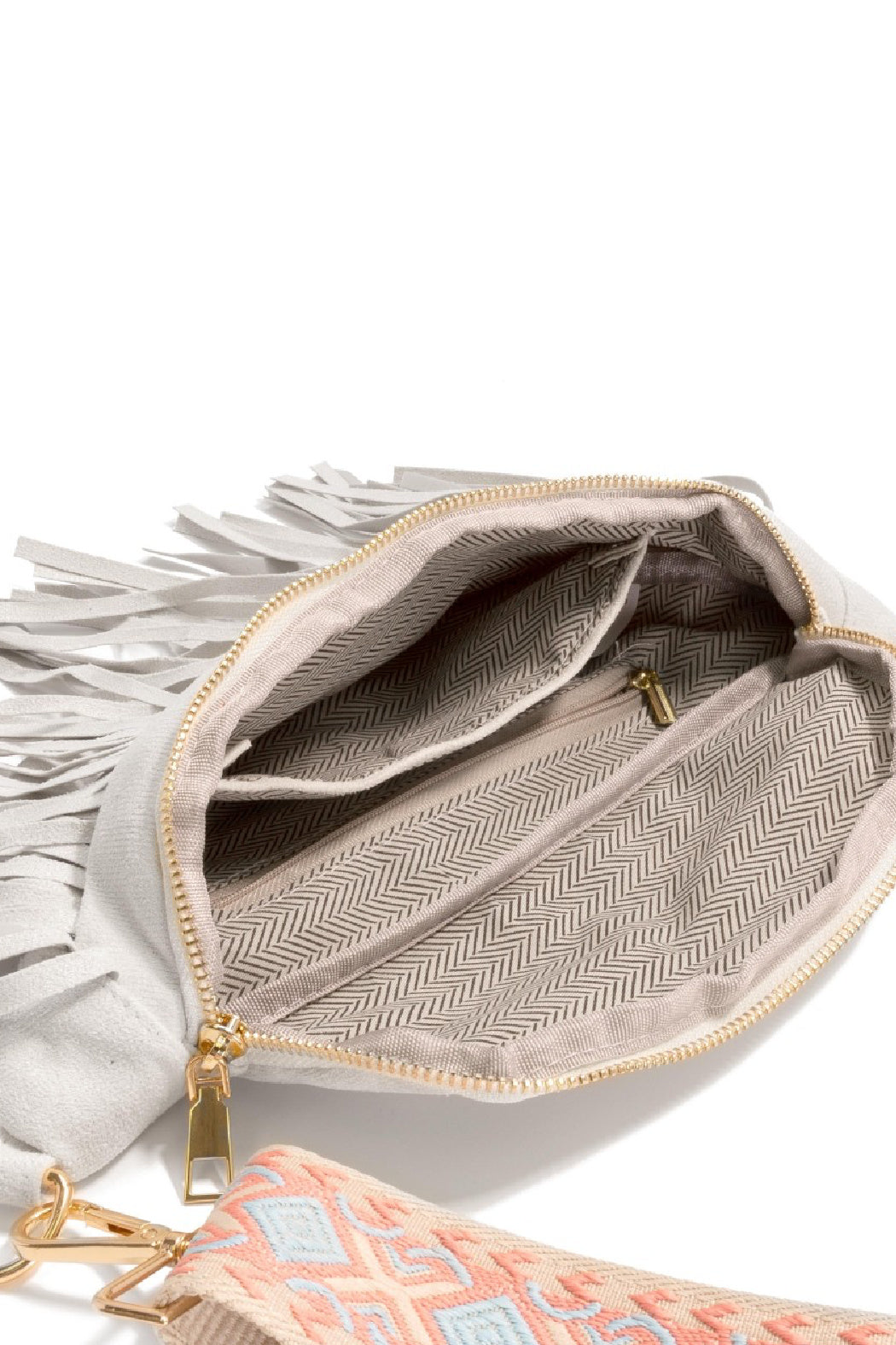Suede Fringe Crossbody Sling Bag