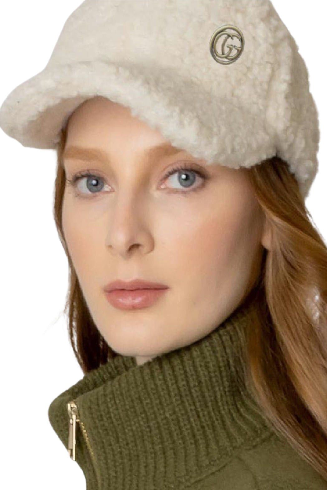 Upcycled Gucci Button Soft Sherpa Cap