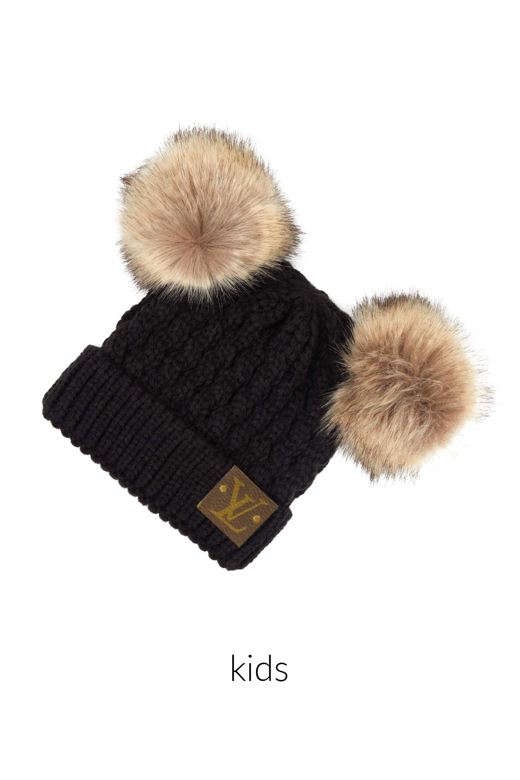 Kids Upcycled Double Pompom Beanie