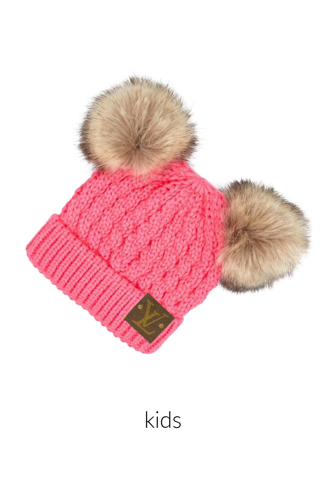 Kids Upcycled Double Pompom Beanie
