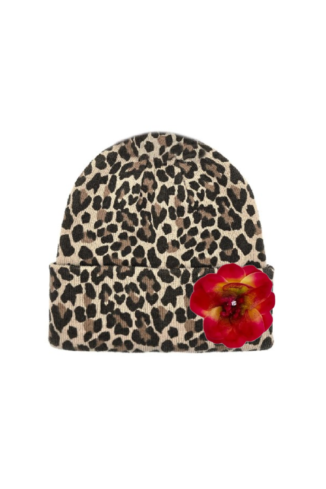 Leopard and Rose Beanie