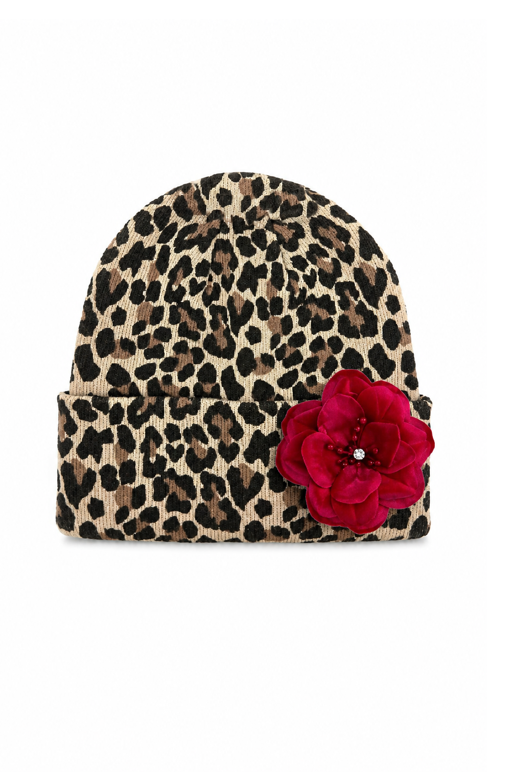 Leopard and Rose Beanie