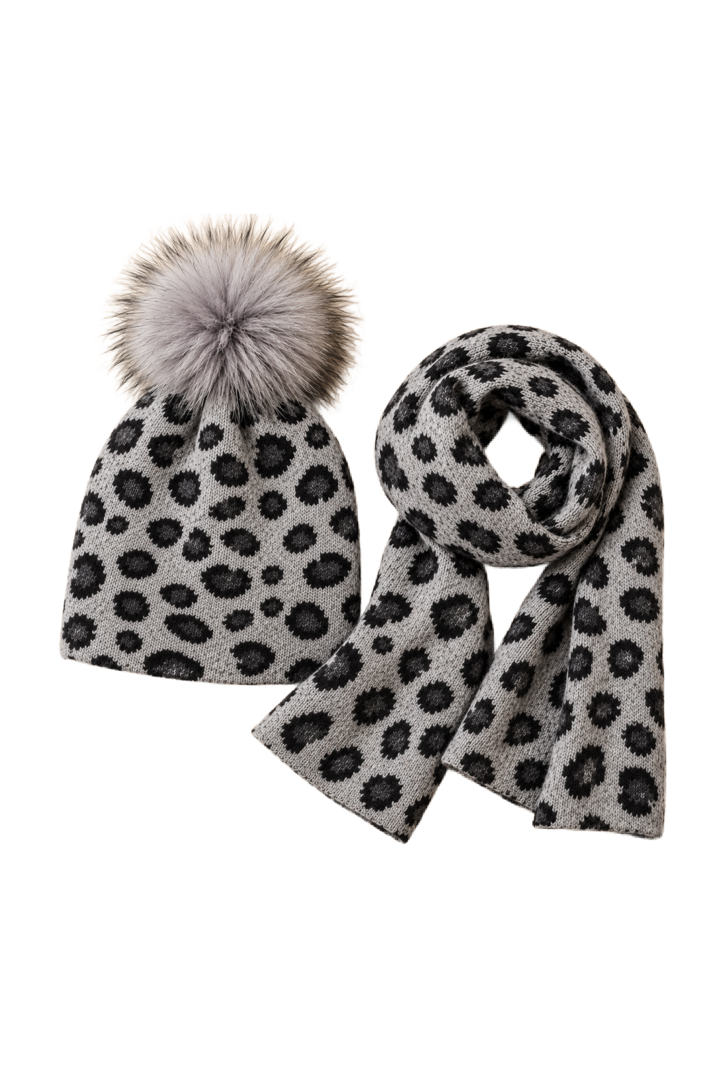 2 Piece Wool Blend Set Leopard Scarf and Beanie