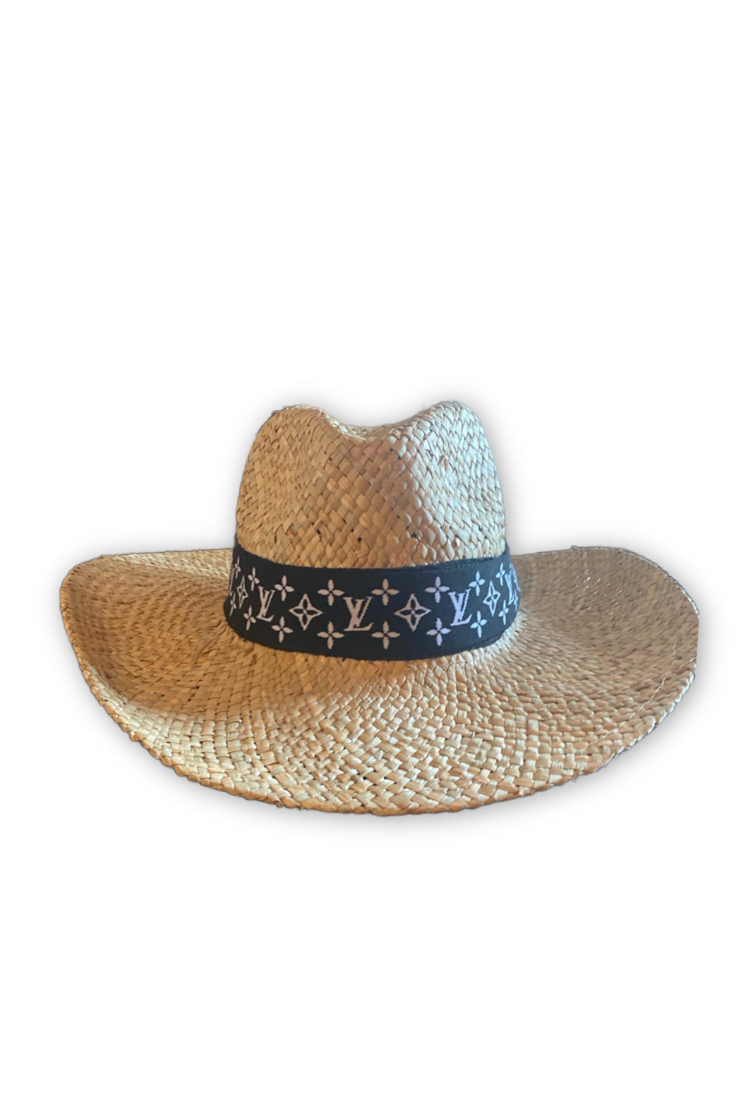 LV Banded Upcycled Straw Panama Hat