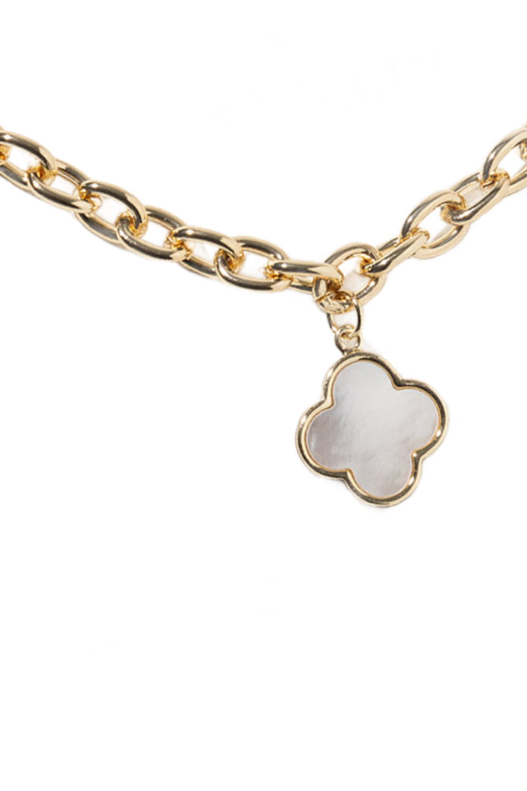 Gold Plated Magnetic Mother of Pearl Clover Bracelet