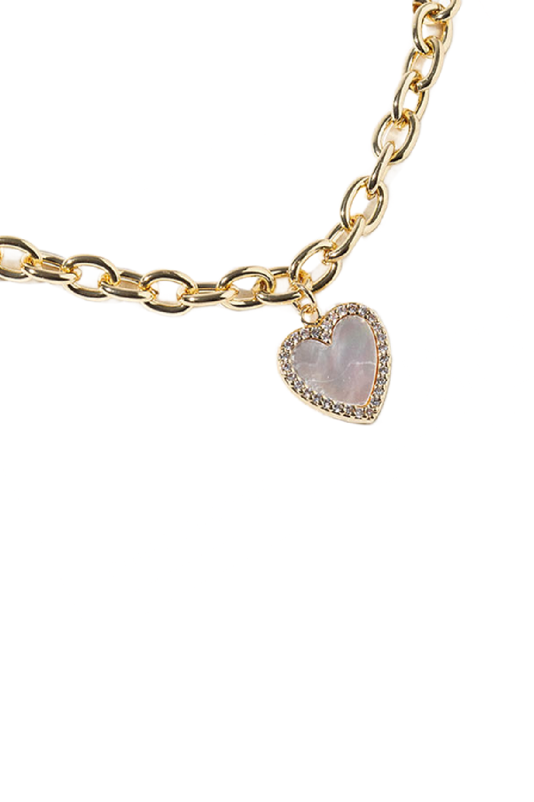 Gold Plated Magnetic Mother of Pearl Heart Bracelet