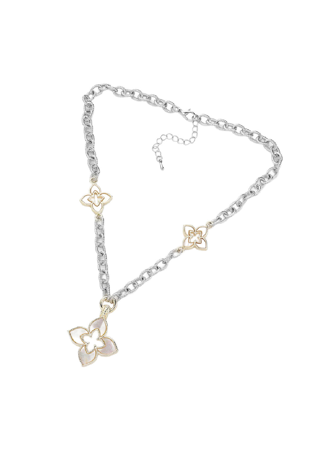 2 Tone Mother of Pearl Clover Necklace