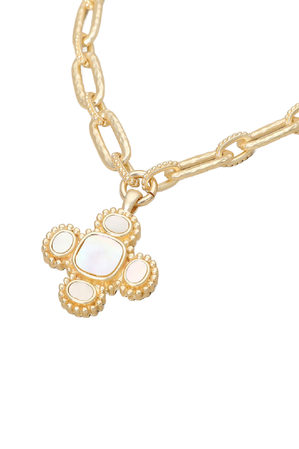 Gold Plated Mother of Pearl Cross Necklace