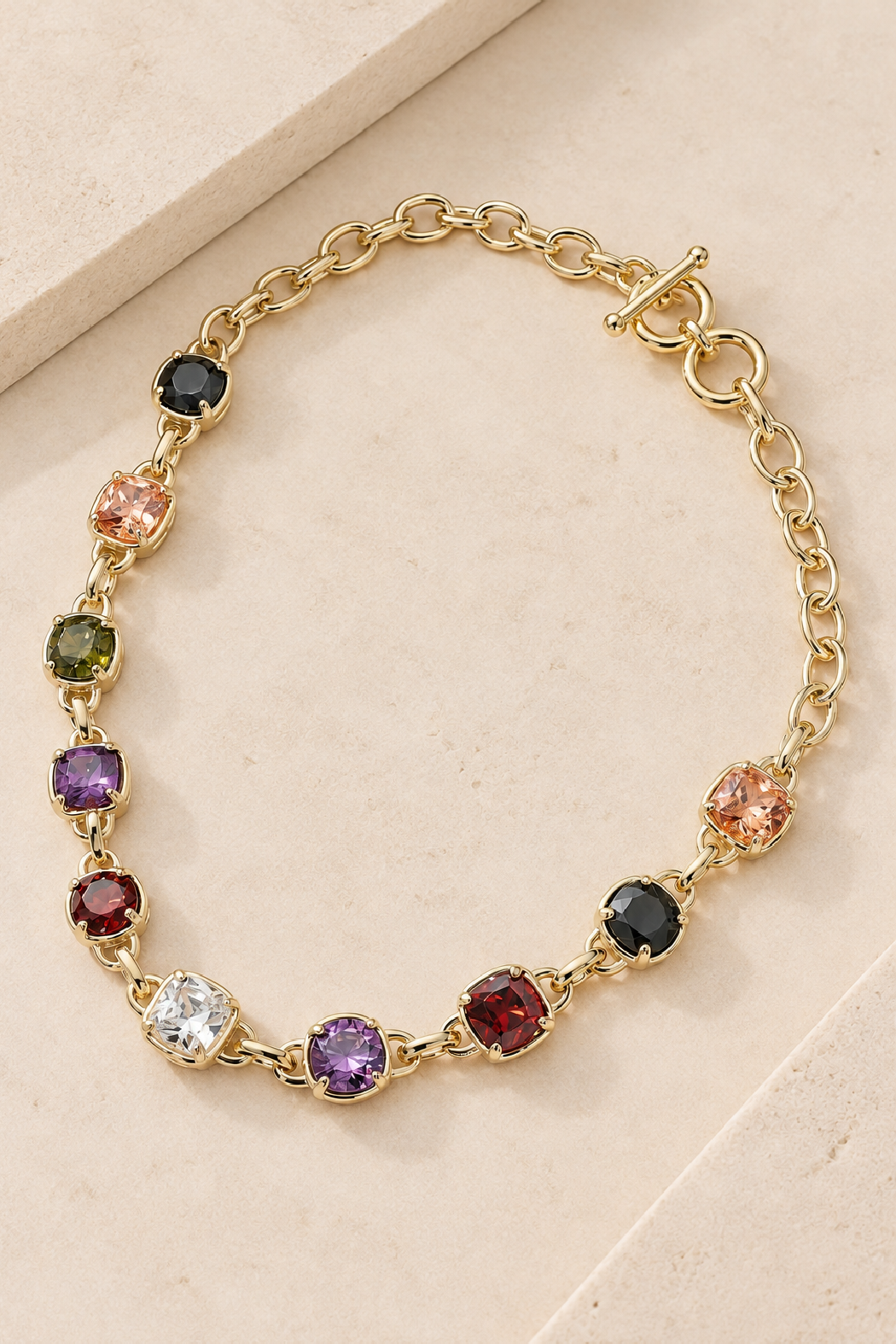 14K Gold Plated Gem Necklace