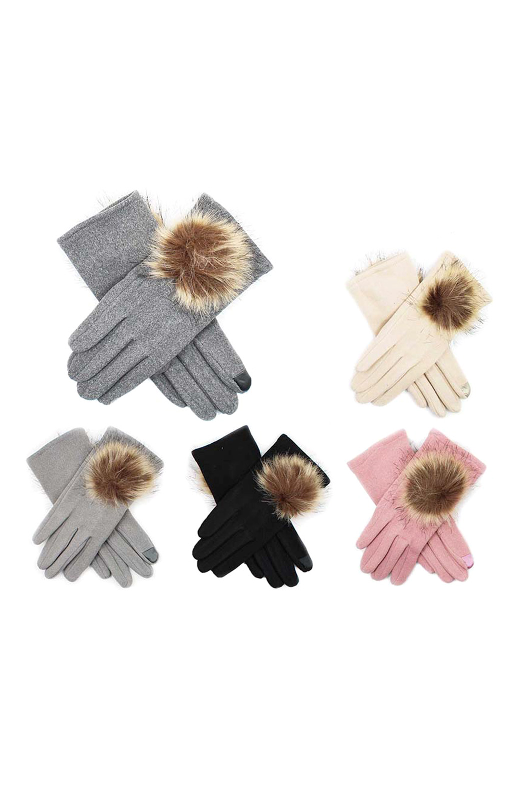 Set of 12 Smart Touch Large Pom Gloves
