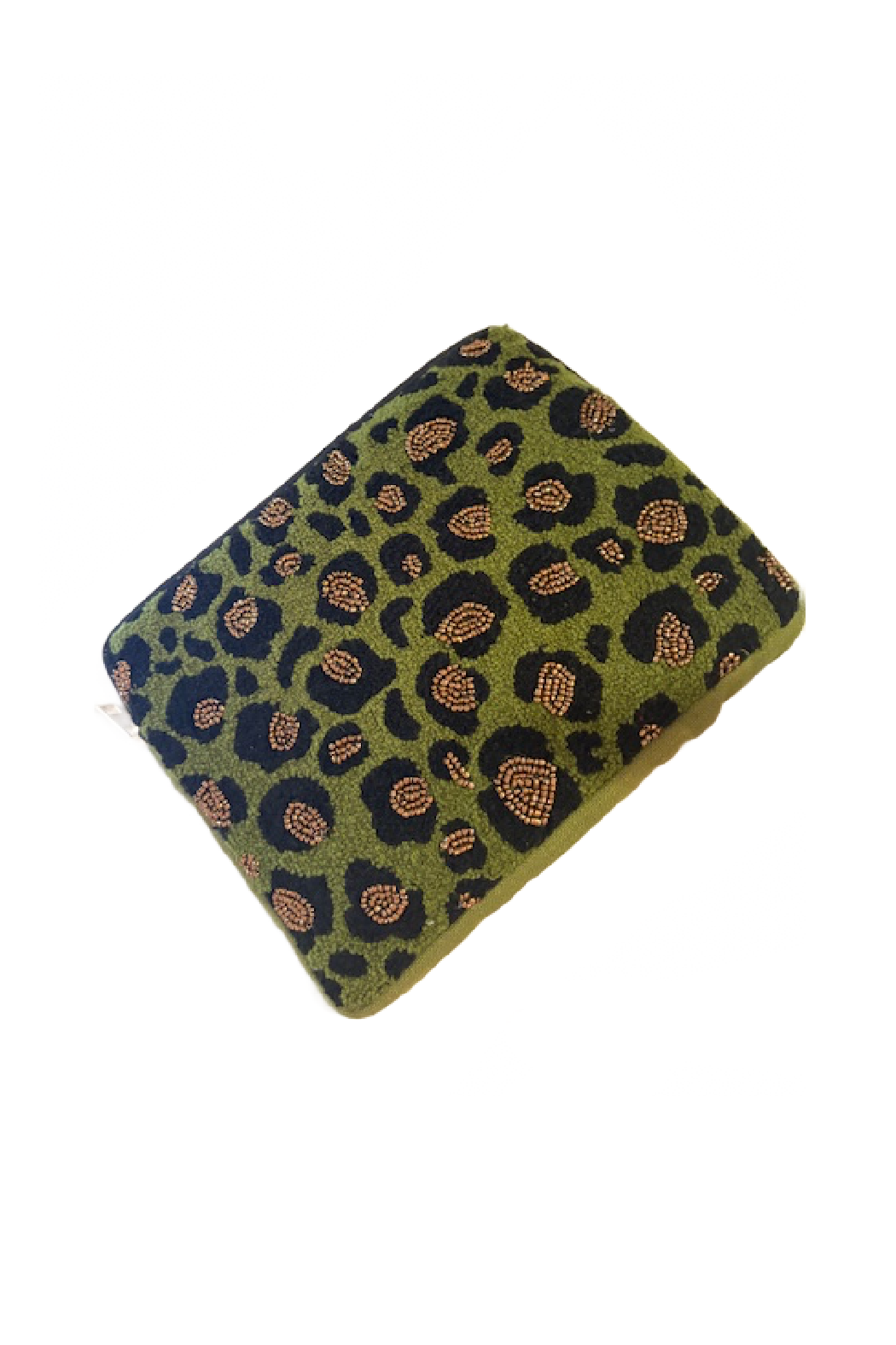 Sherpa Leopard Beaded Pouch