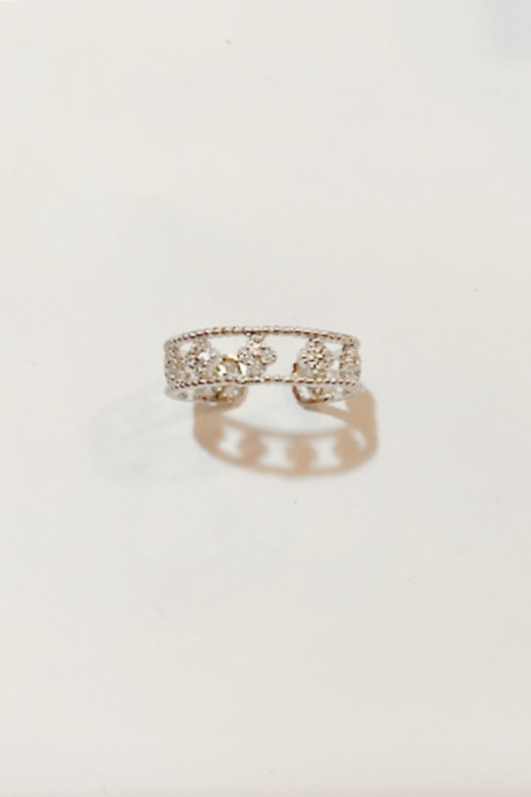 Adjustable Cz Clover Ring