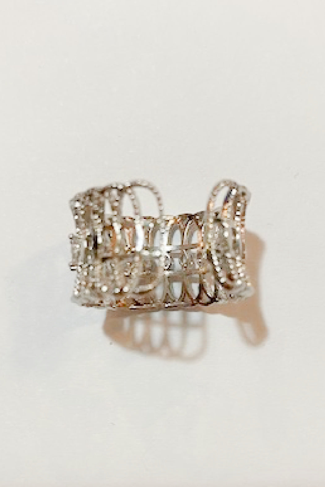 Adjustable Silver Filigree Cz Band