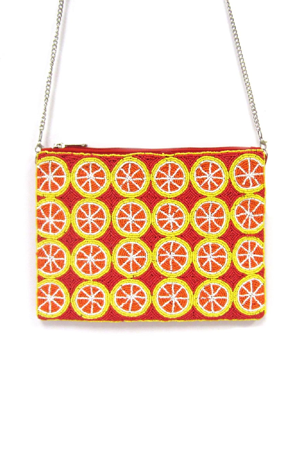 Orange Beaded Clutch Crossbody Bag