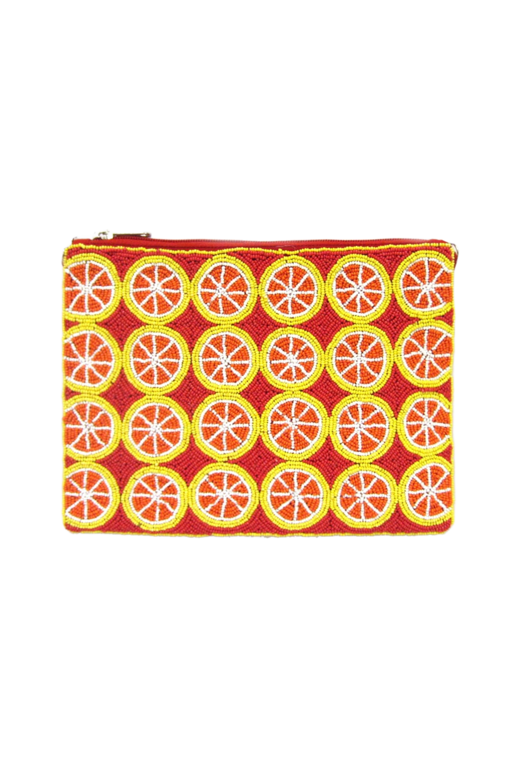 Orange Beaded Clutch Crossbody Bag