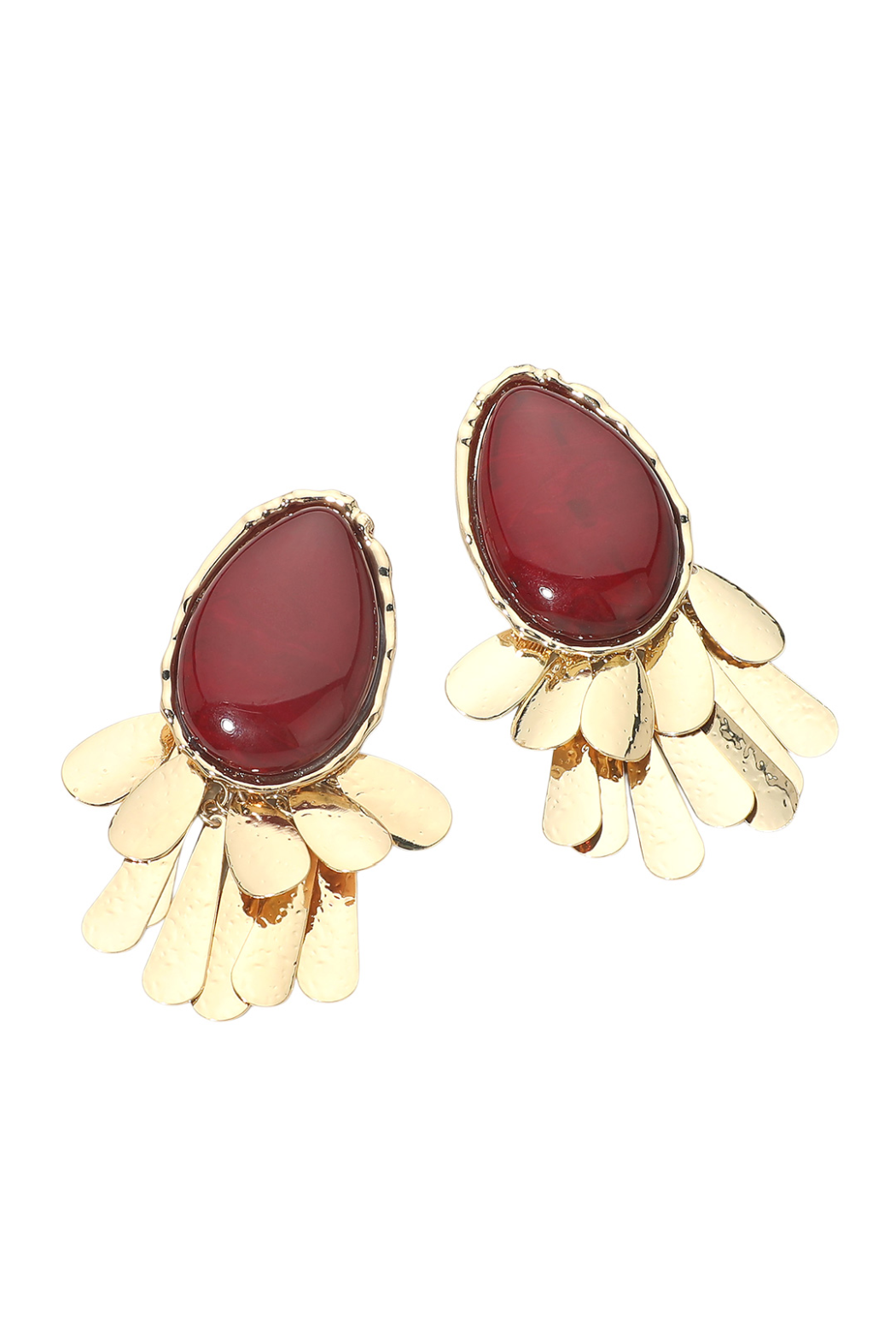 Oval Resin Fringe Earrings
