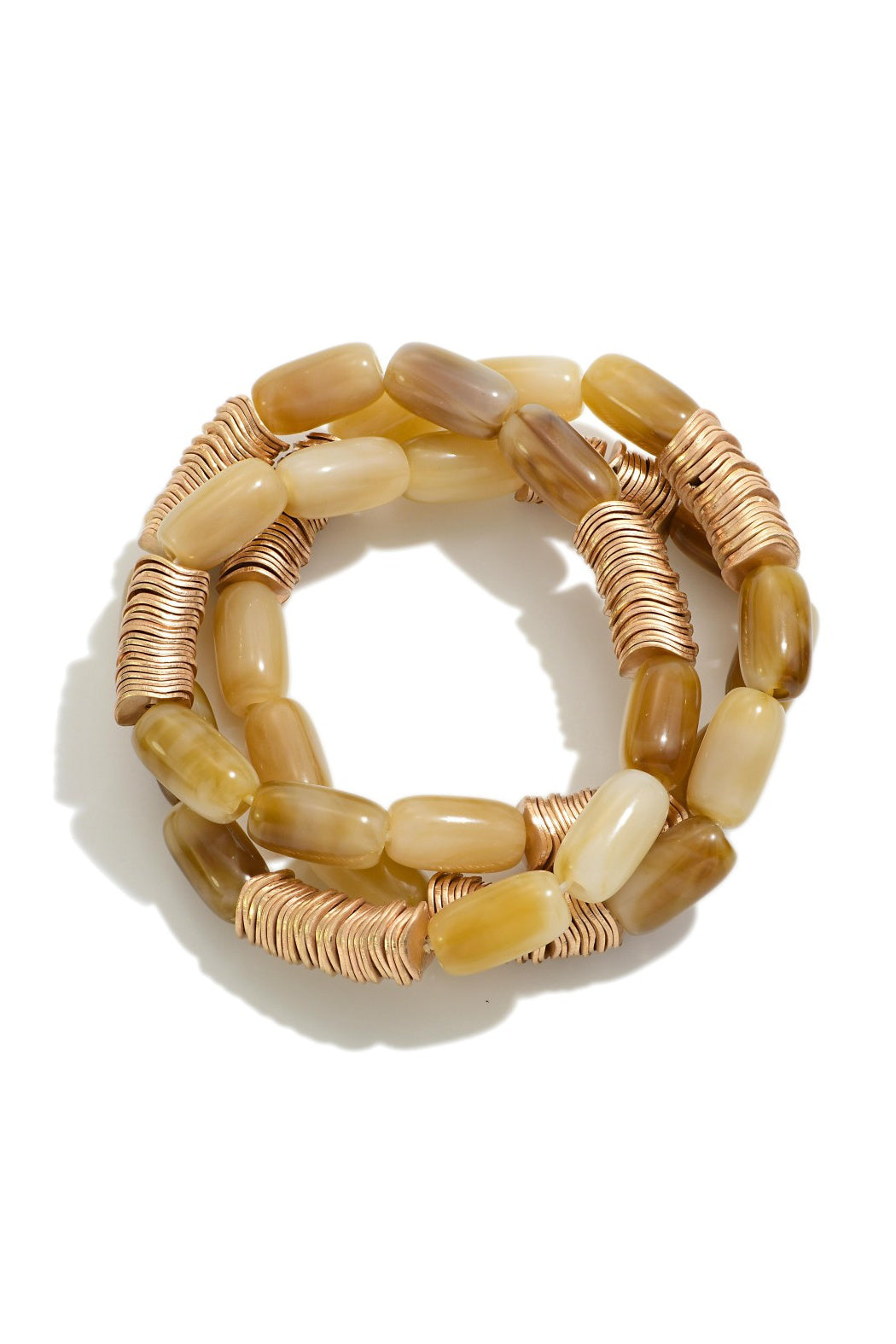 Semi-Precious Bead Gold Disk Bracelet