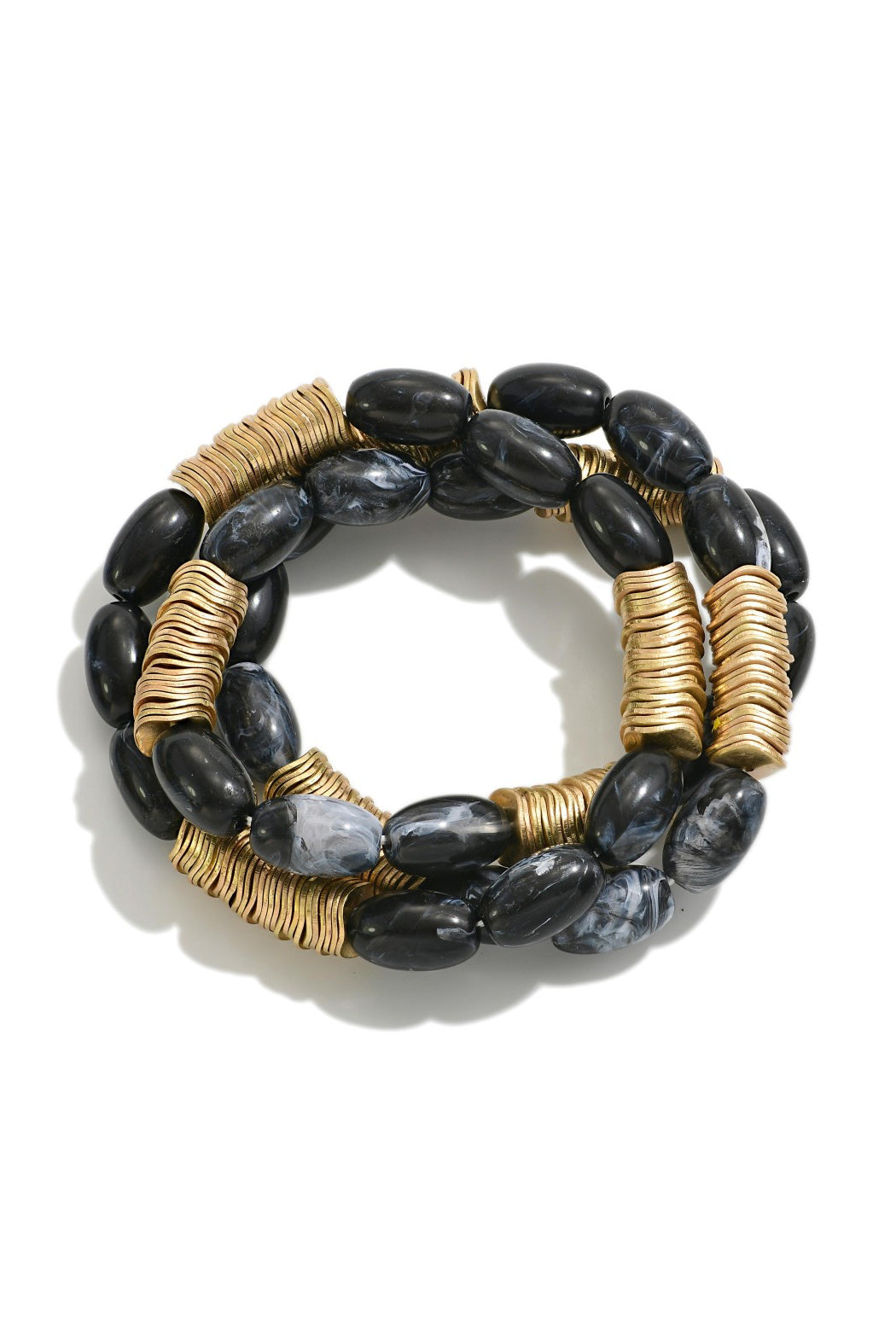 Semi-Precious Bead Gold Disk Bracelet