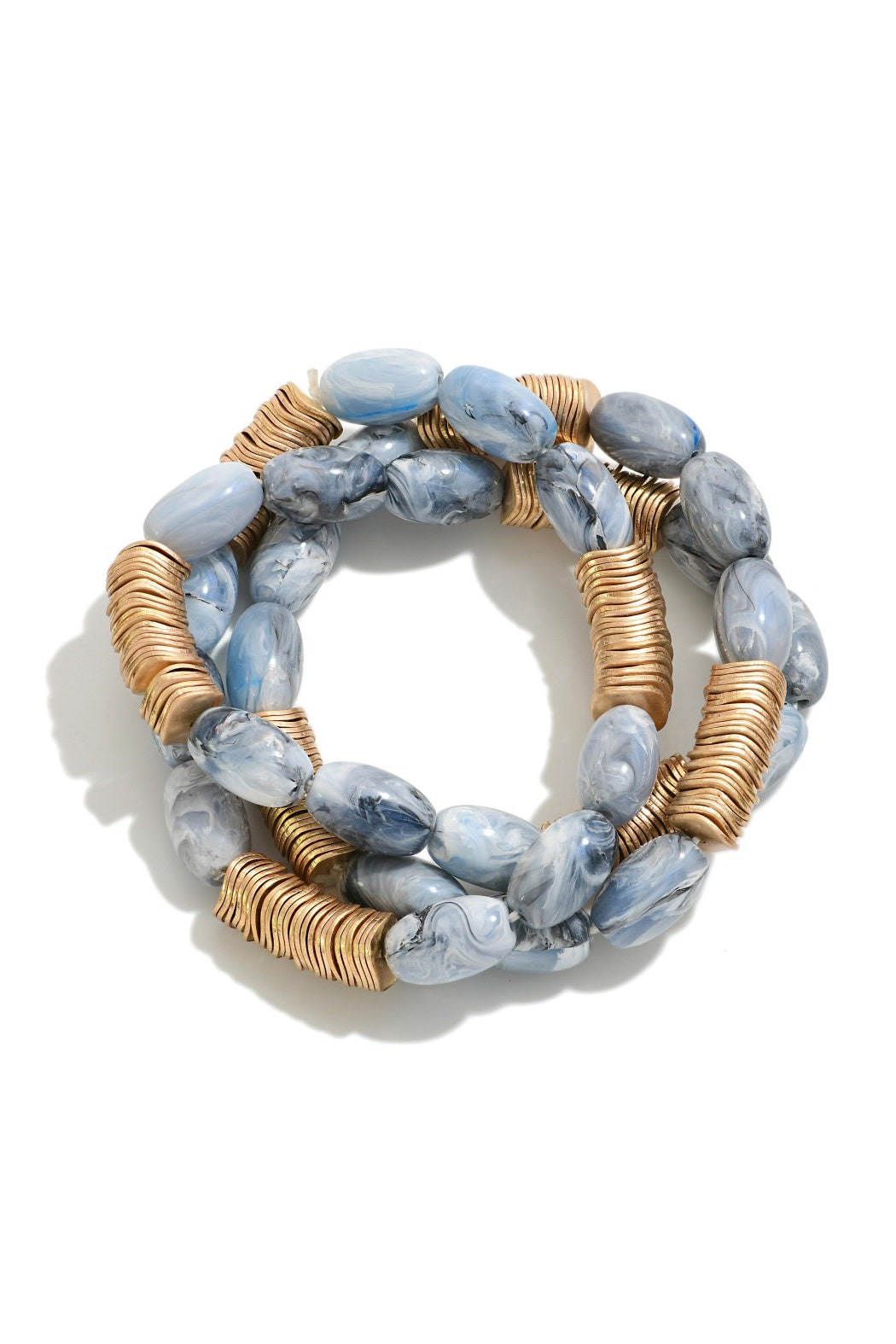 Semi-Precious Bead Gold Disk Bracelet