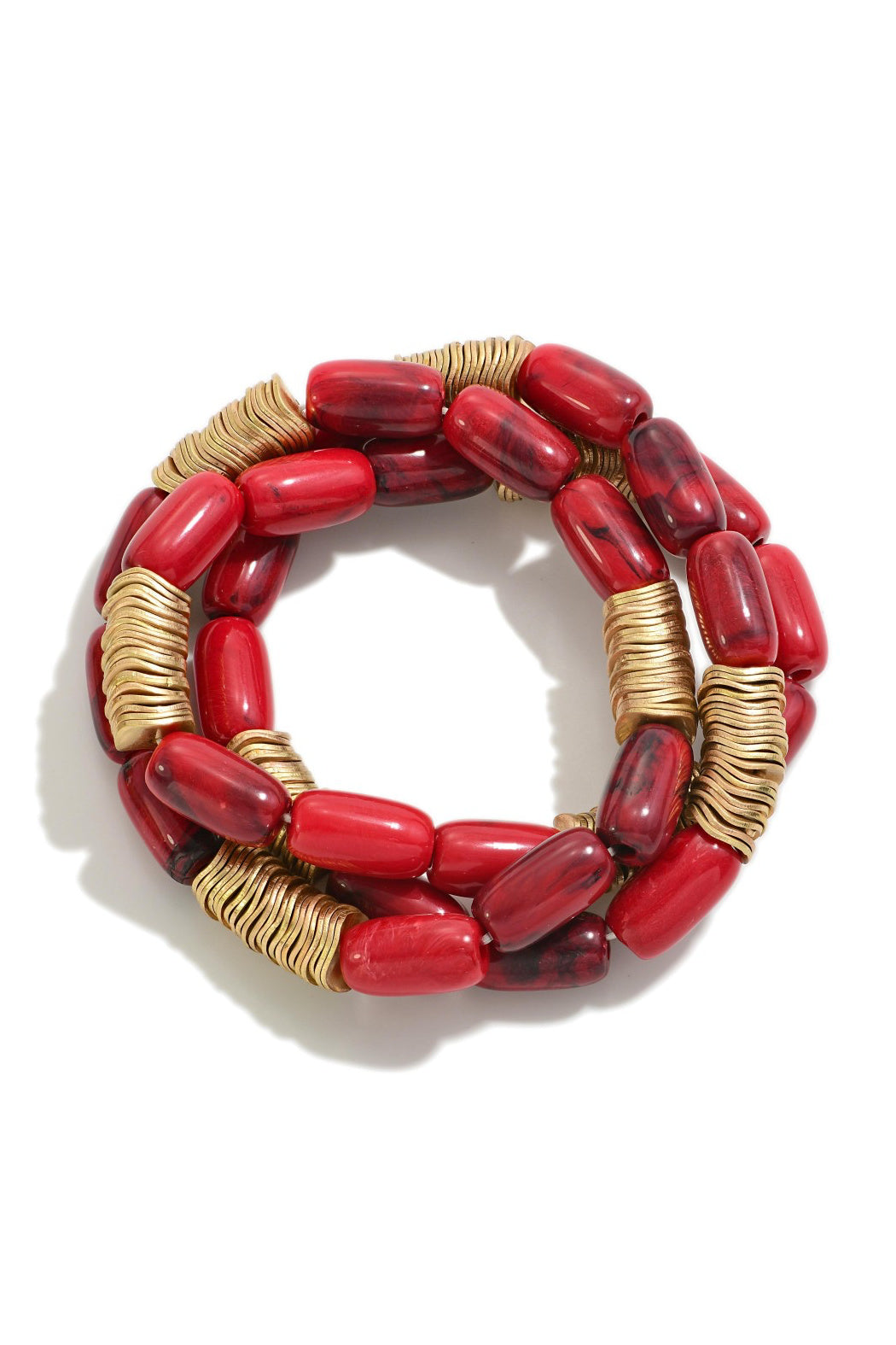 Semi-Precious Bead Gold Disk Bracelet