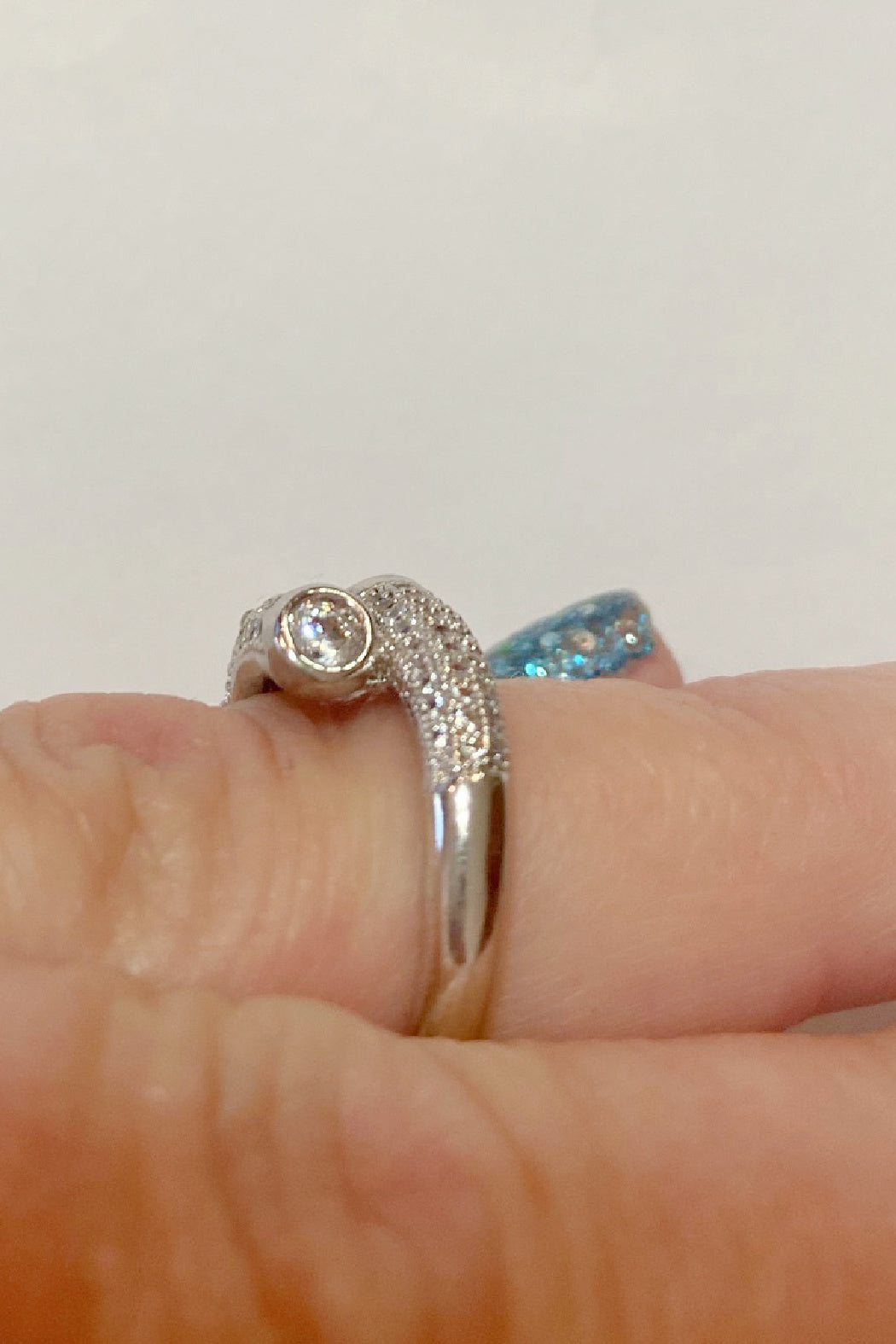 Silver Cz Pave and Tip Ring