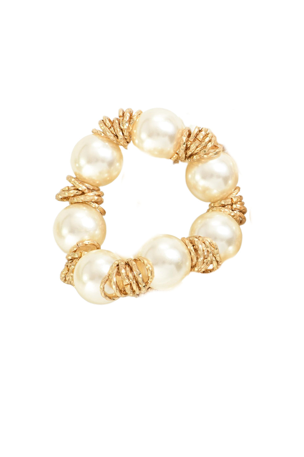 Pearl and Gold Ring Stretch Bracelet