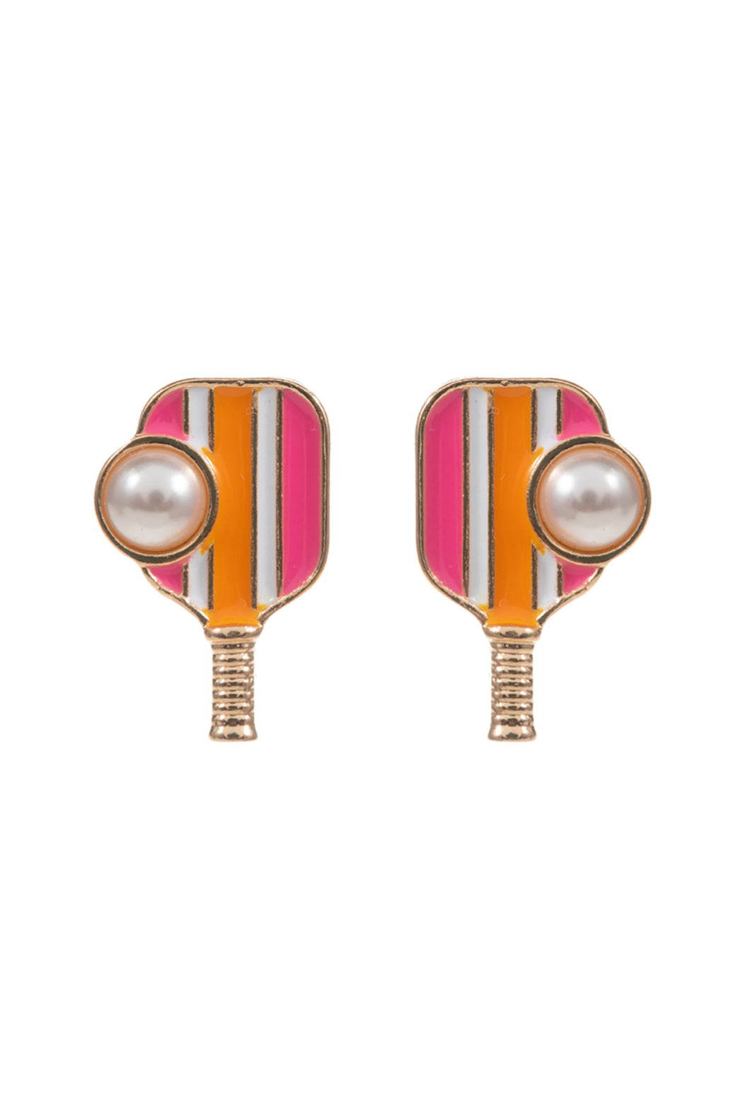 Enamel Pickleball with Pearl Ball Earrings