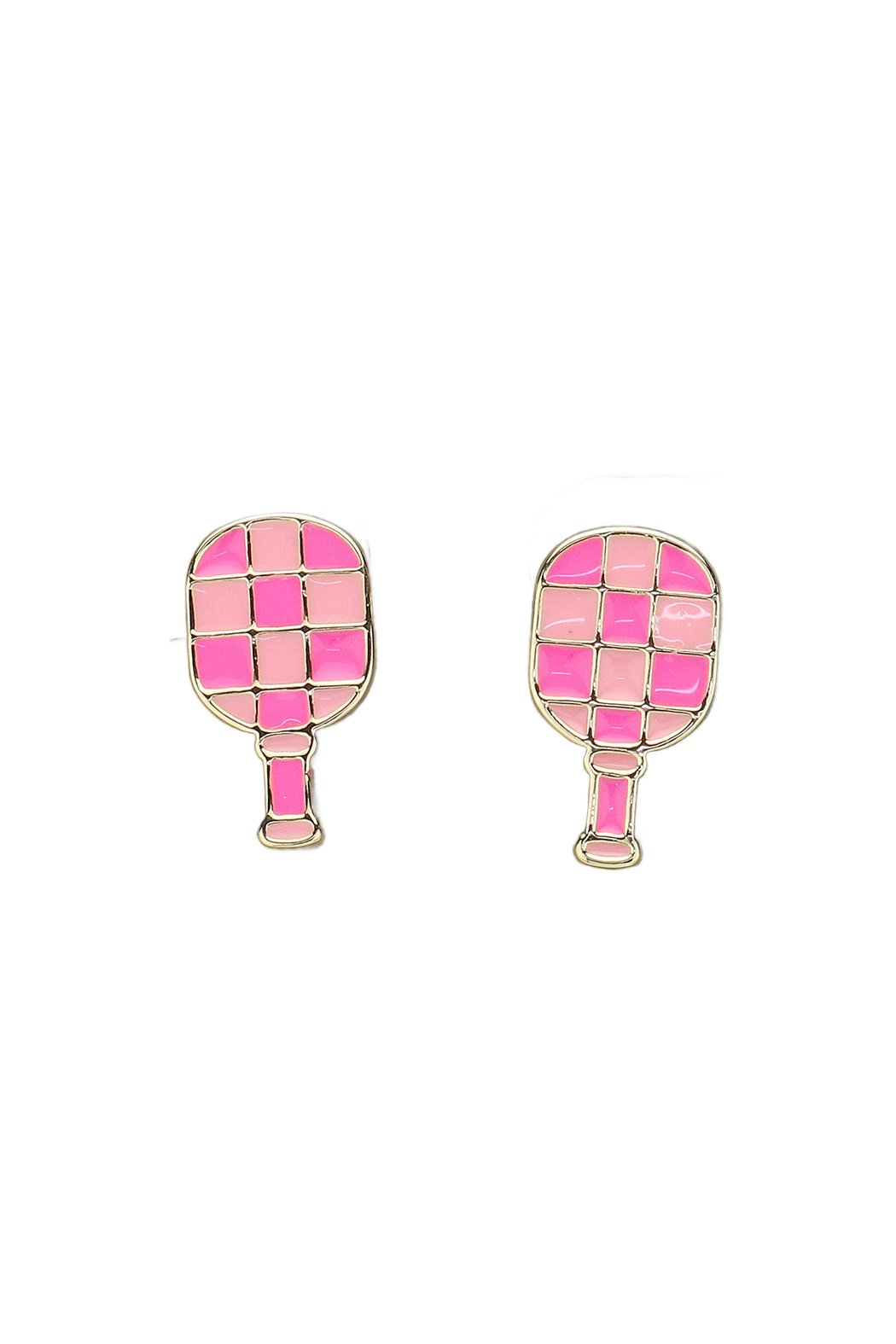 Enamel Checker Pickleball Paddle Earrings