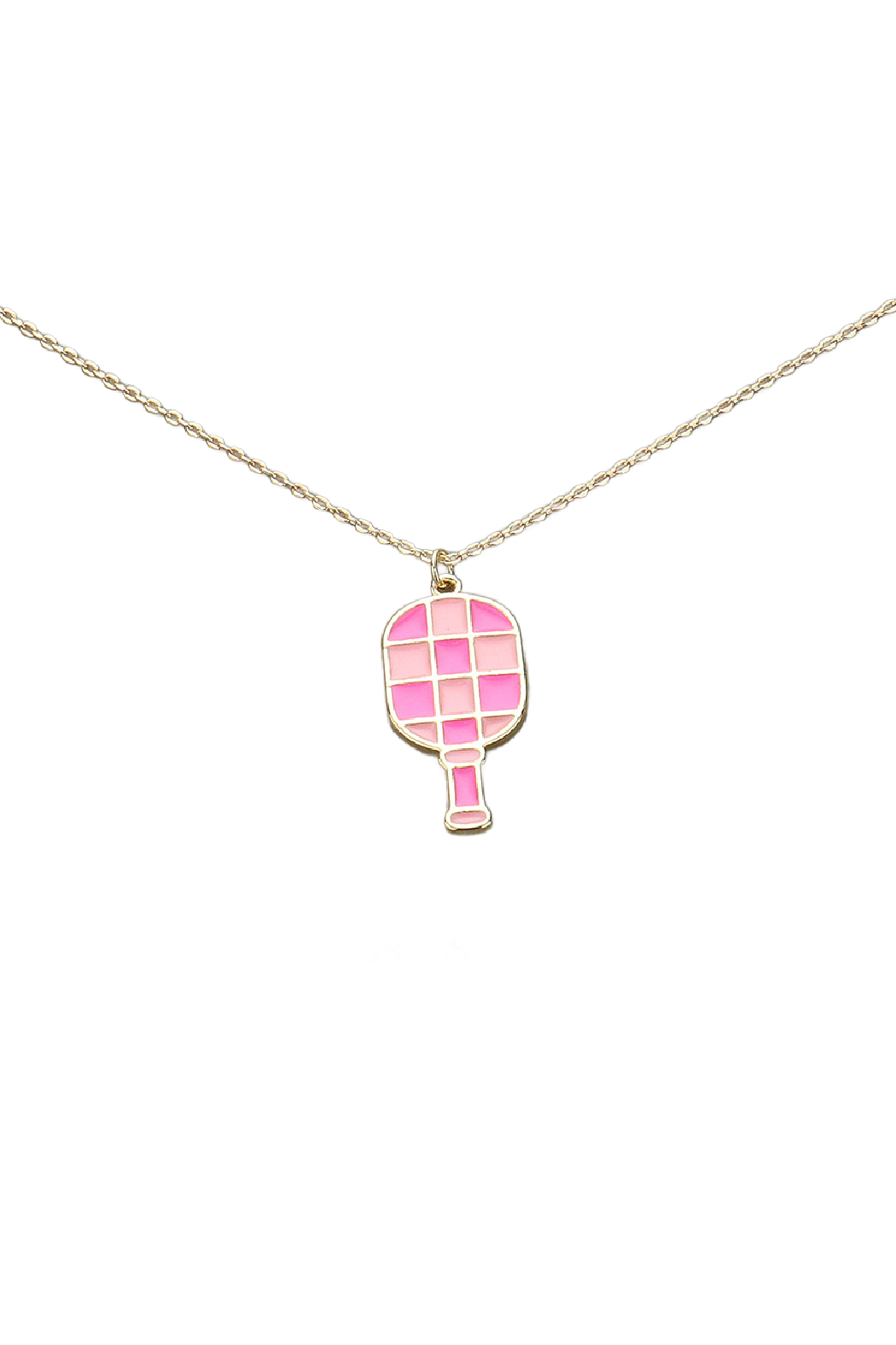 Enamel Checker Pickleball Paddle Necklace