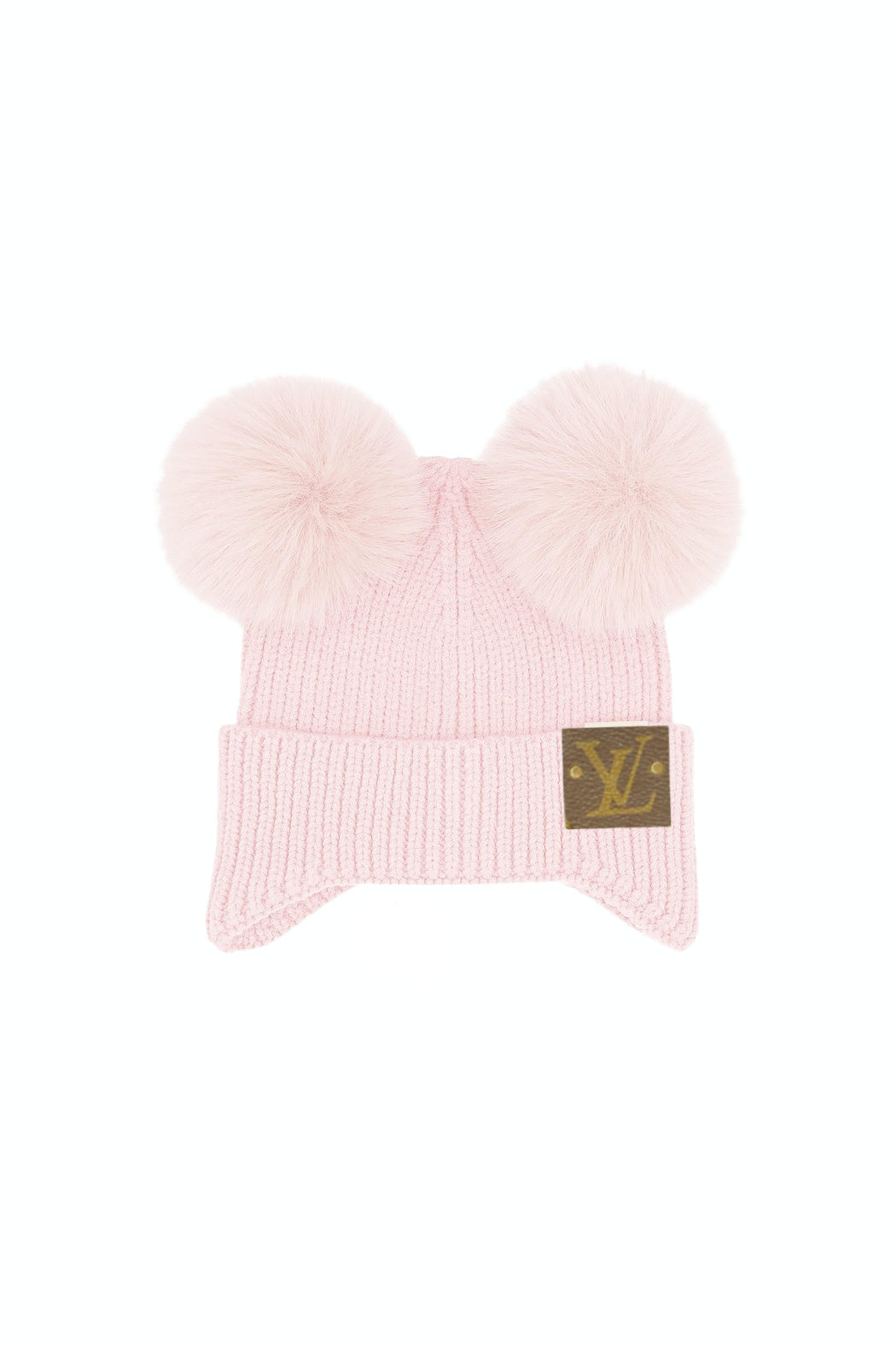 Upcycled Baby 2 Pom Ear Cover Beanie