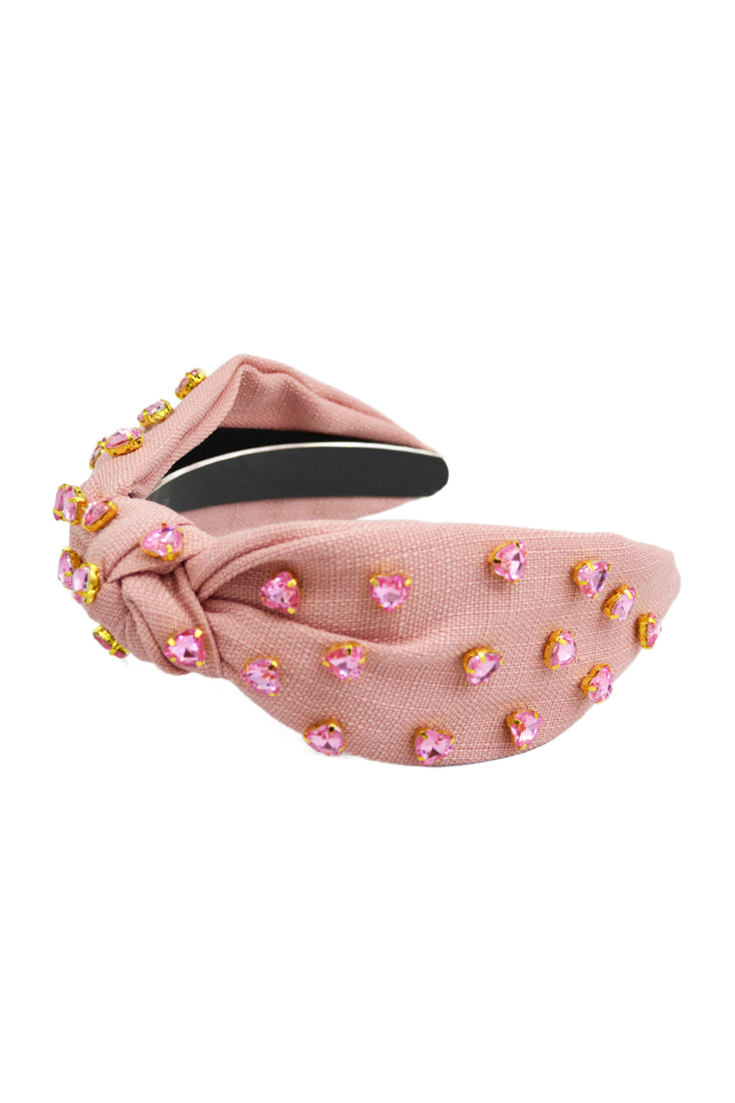 Linen Heart Stoned Top Knot Headband