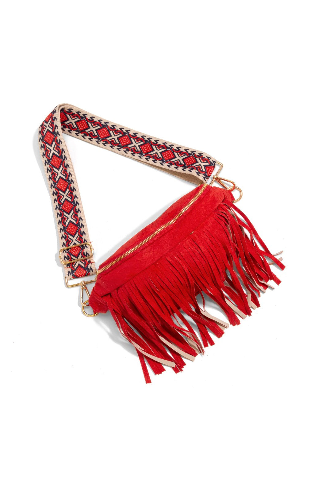 Suede Fringe Crossbody Sling Bag