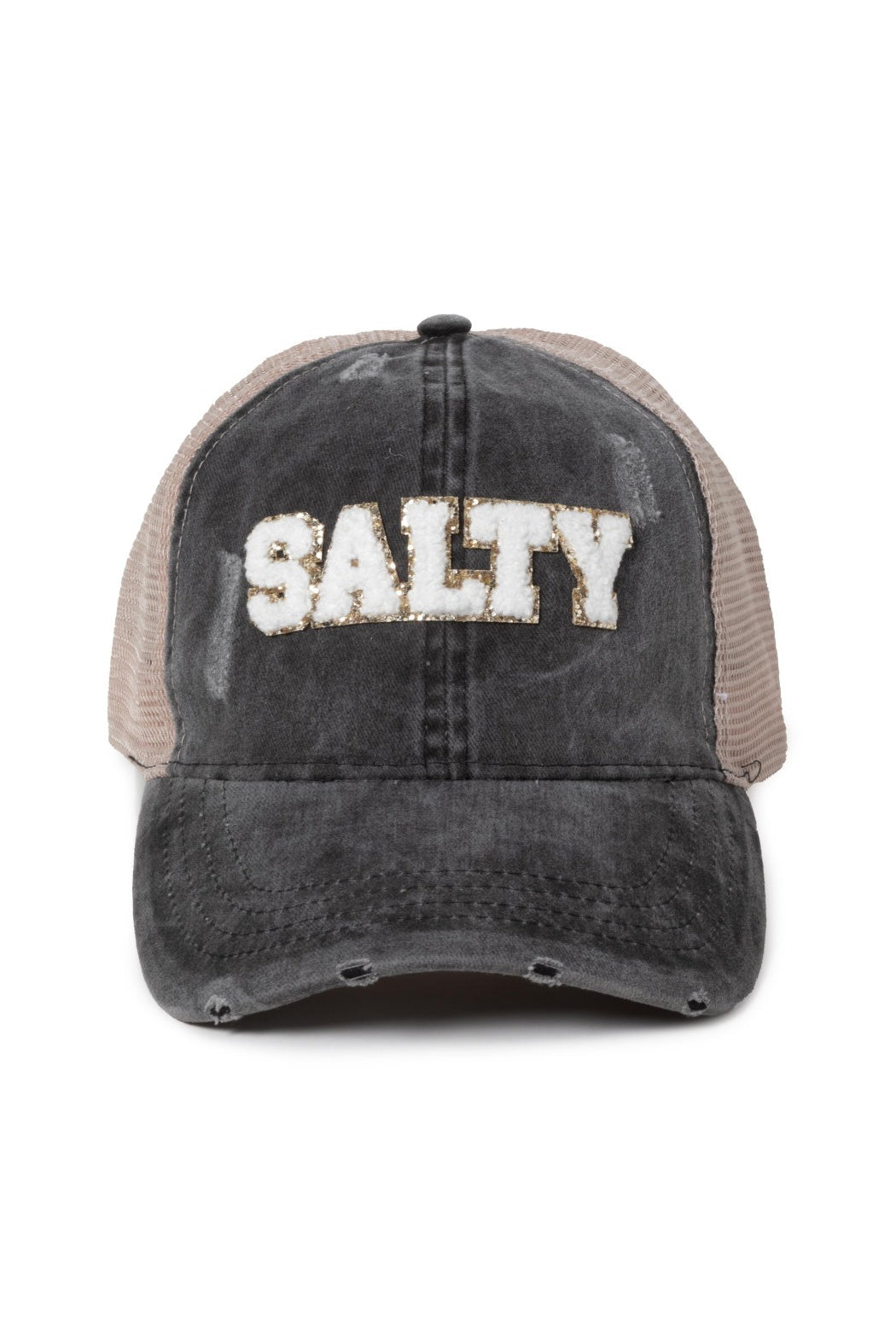 Distressed Chenille Glitz Salty Trucker Cap