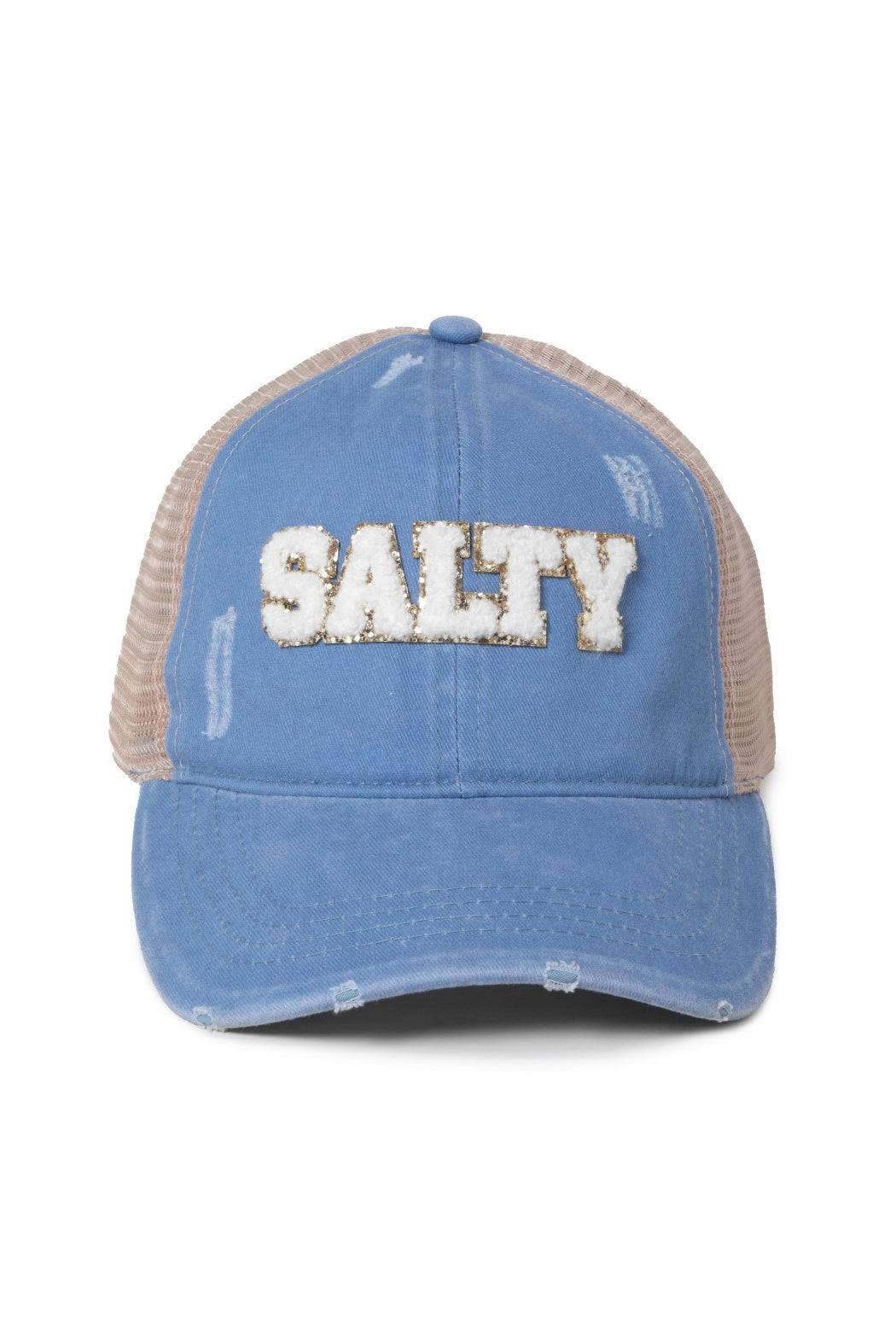 Distressed Chenille Glitz Salty Trucker Cap