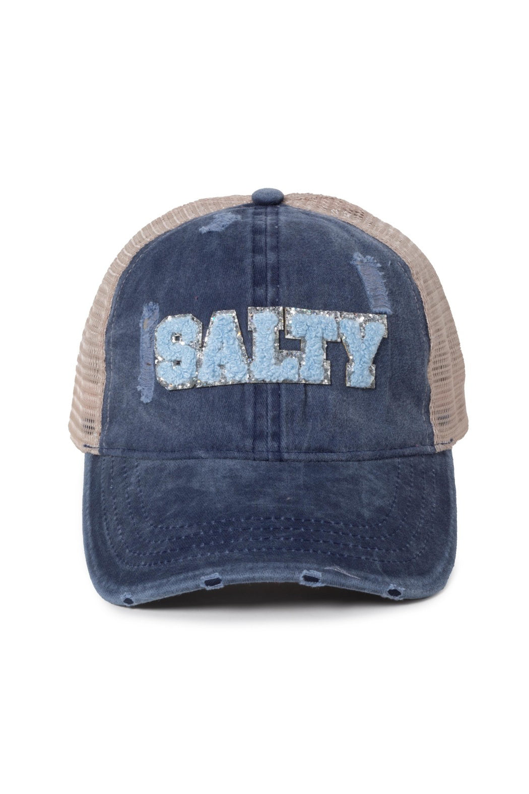 Distressed Chenille Glitz Salty Trucker Cap