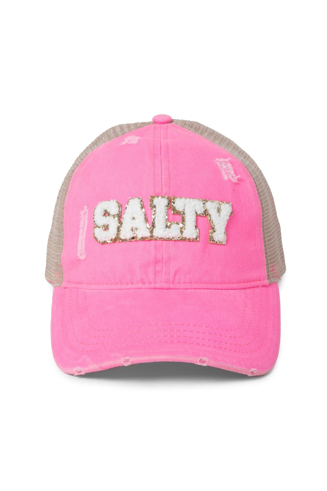 Distressed Chenille Glitz Salty Trucker Cap