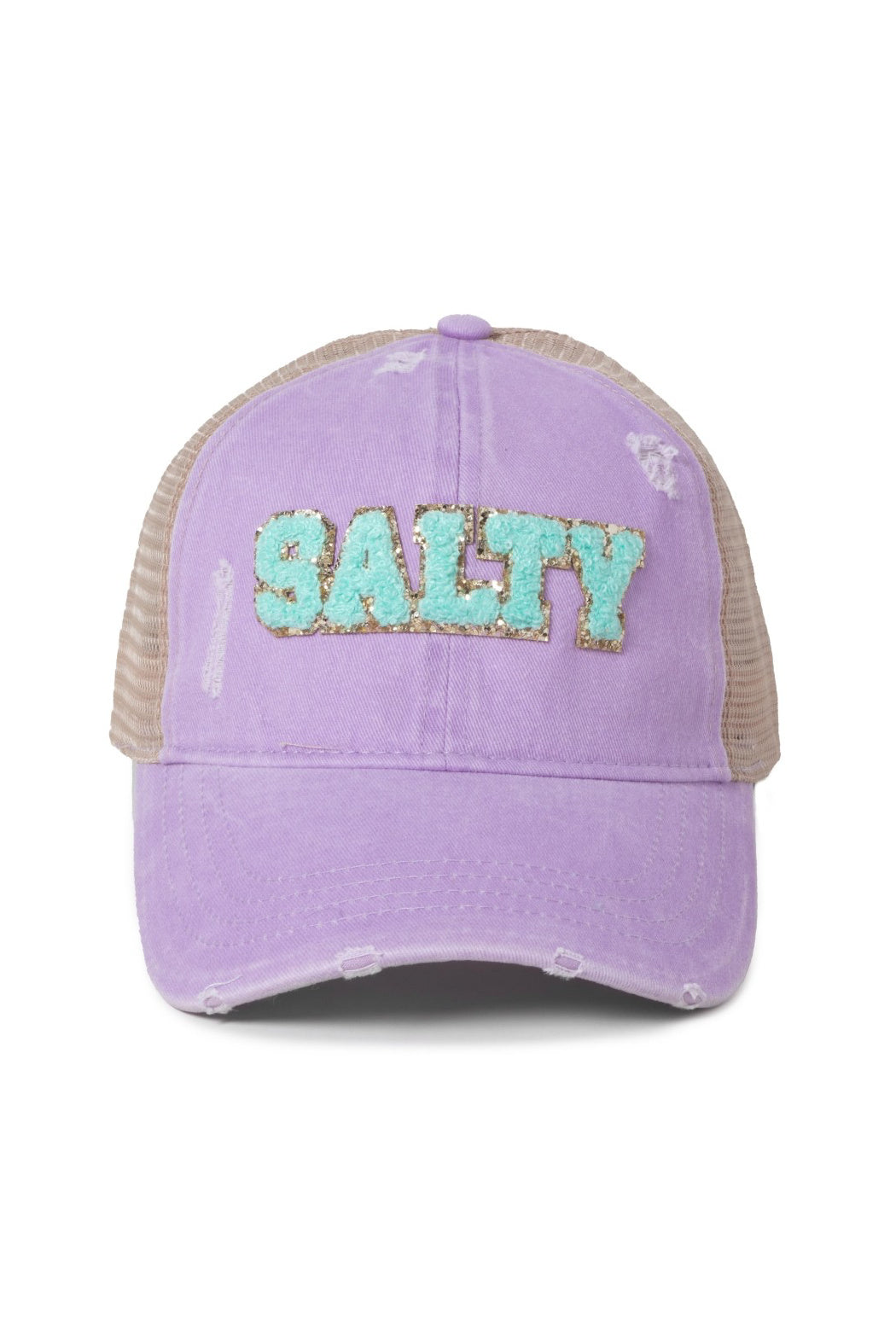 Distressed Chenille Glitz Salty Trucker Cap