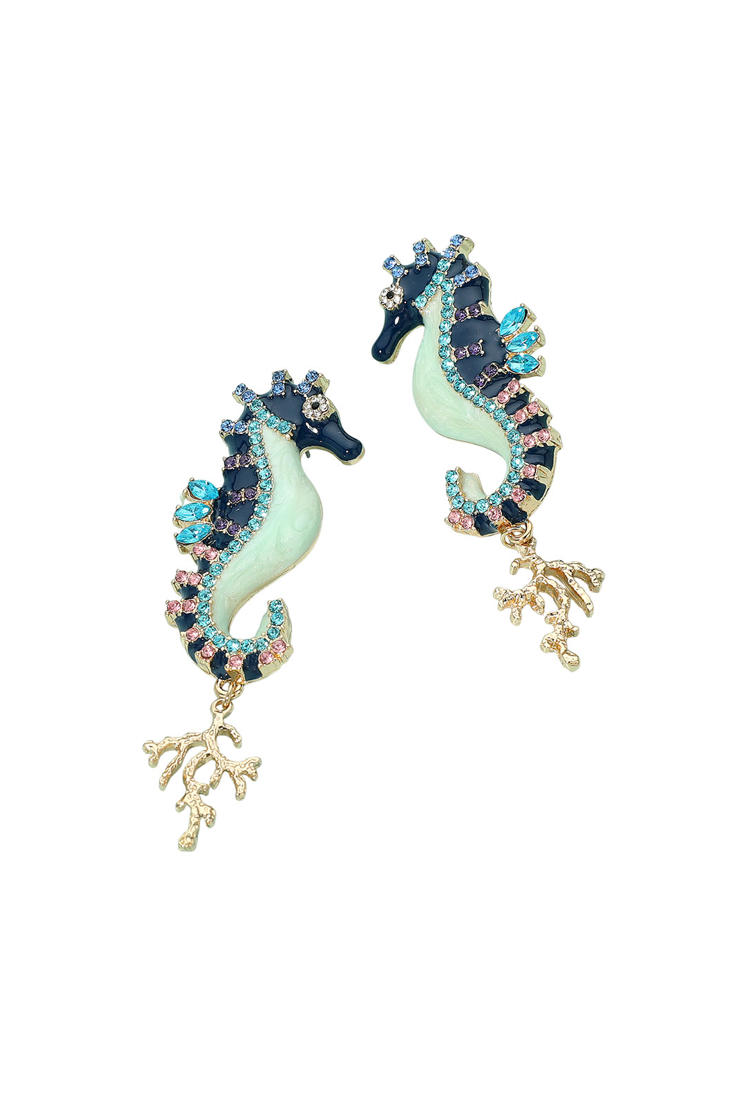 Enamel and Crystal Seahorse Earrings