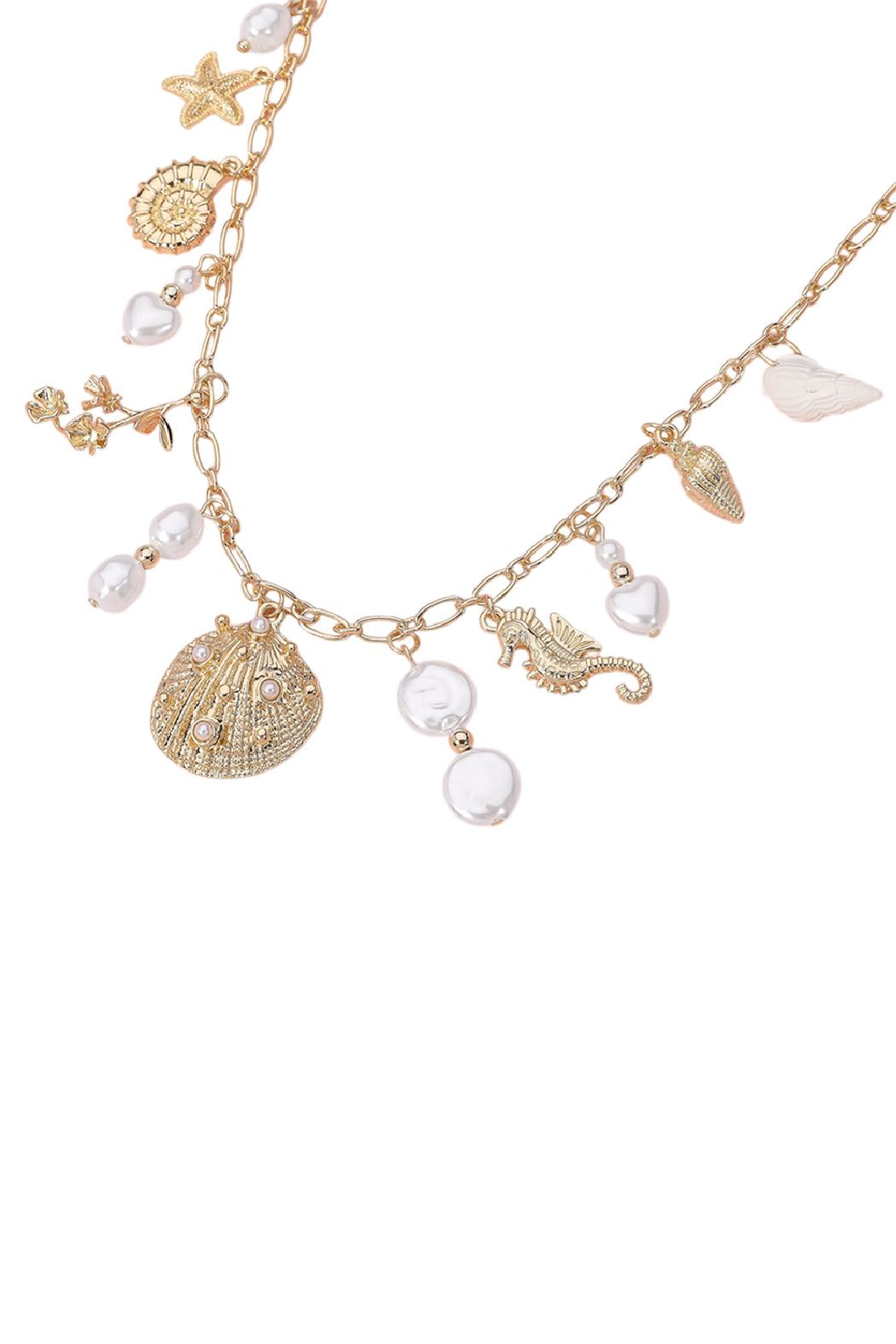 Sealife and Pearl Charm Necklace