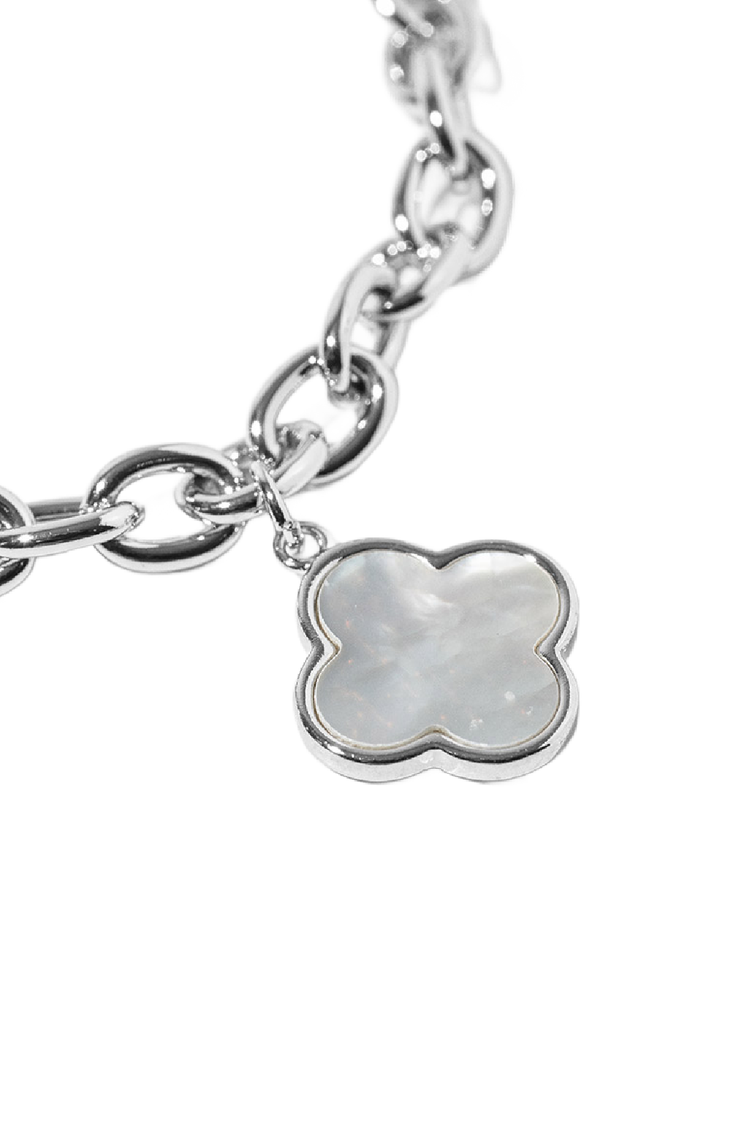 Gold Plated Magnetic Mother of Pearl Clover Bracelet