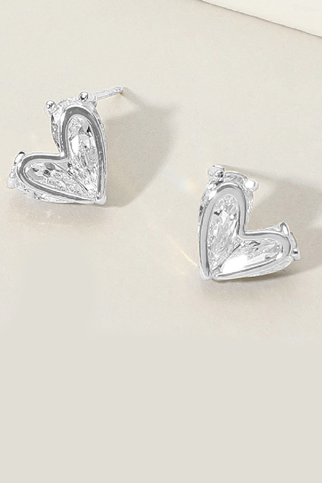 Petite Cubic Zirconia Heart Earrings