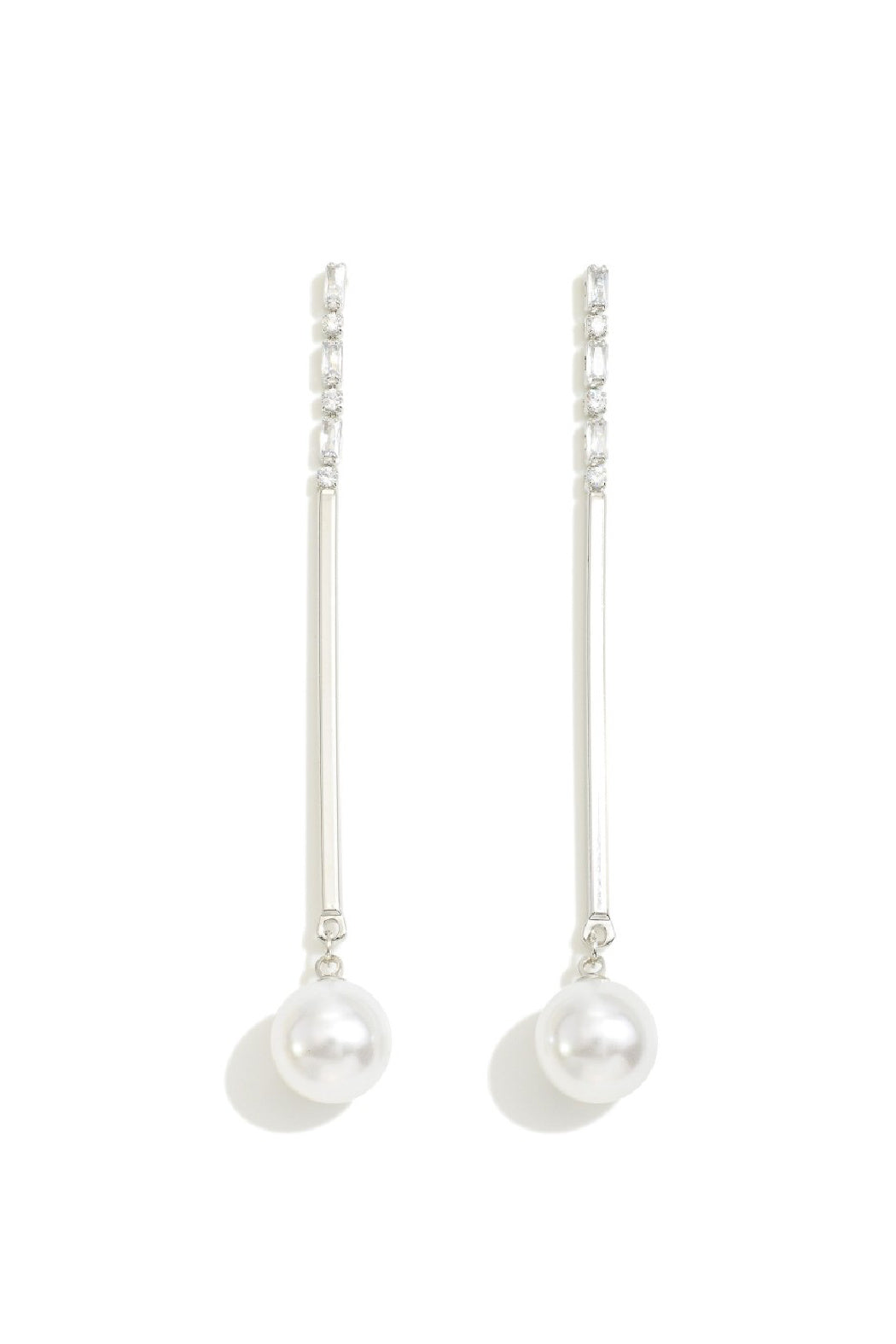 Cubic Zircon and Pearl Drop Earrings