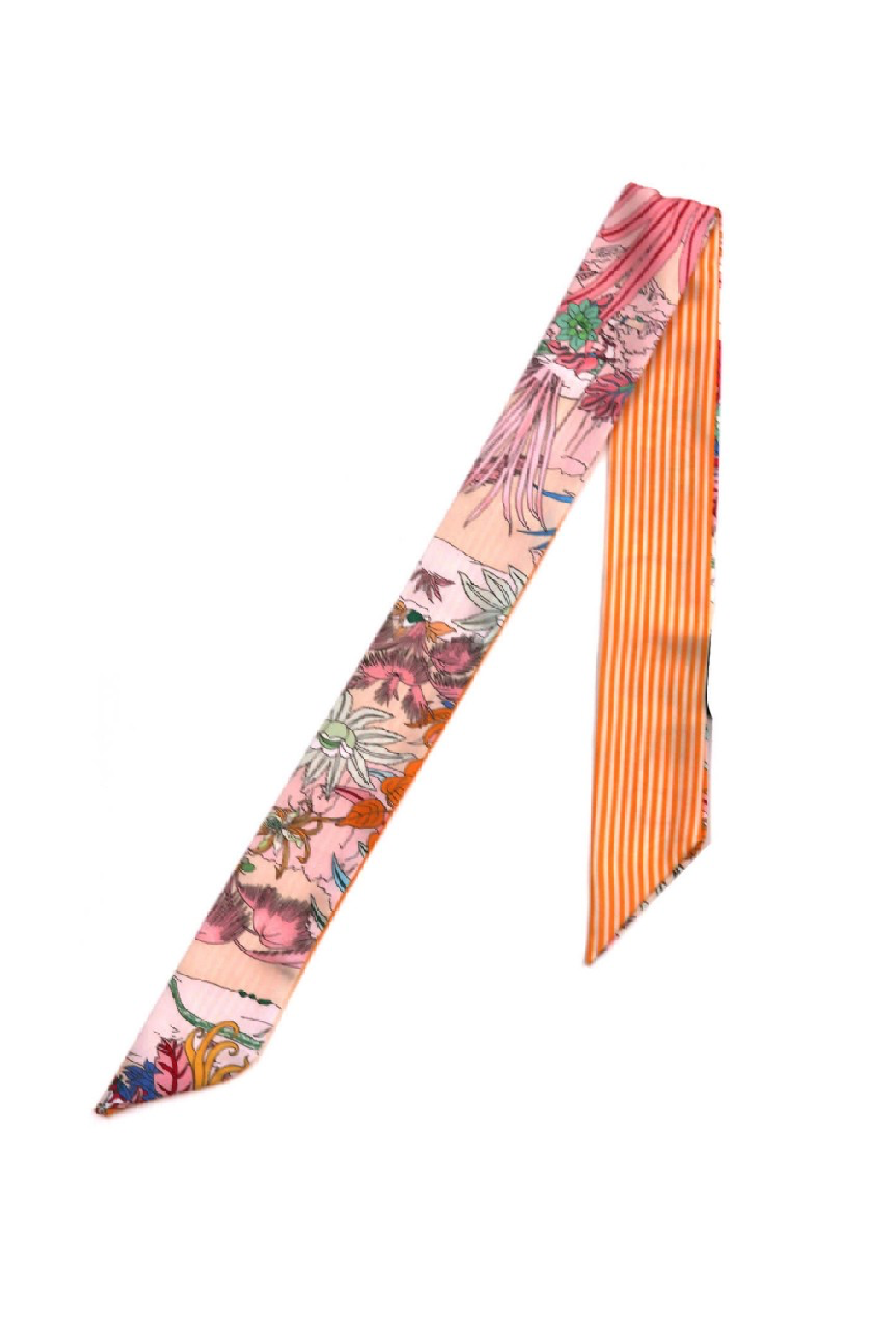 Skinny Floral Striped Scarf